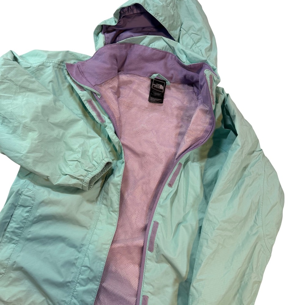 The North Face HyVent Rain Jacket Girls M 10/12 Blue/Purple Hooded Gorpcore